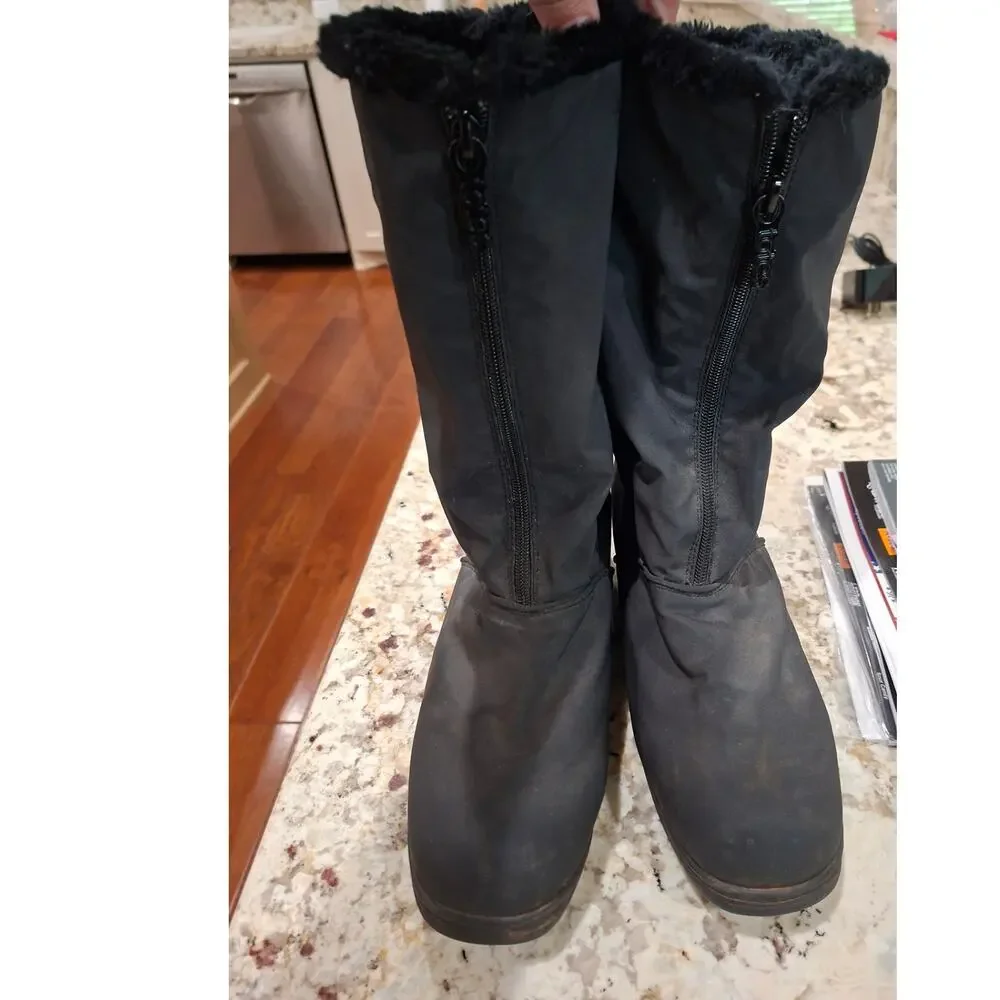 Totes Womens Boots Winter Faux Fur Lined Sz 11W Black Zip Up